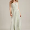 Dorothy Perkins Sleeveless Wrap Chiffon Maxi Bridesmaid Dress, Sage Light Green