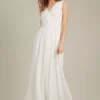 Dorothy Perkins Sleeveless Wrap Chiffon Maxi Bridesmaid Dress, White