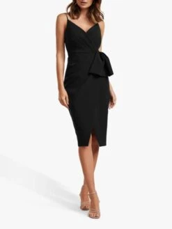 Forever New Alexis Bow Detail Wrap Neck Dress, Black
