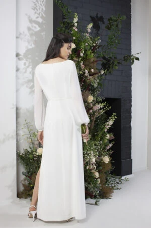 French Connection Aadina Crepe Column Wedding Dress, Summer White 2 French Connection Aadina Crepe Column Wedding Dress, Summer White - Image 2