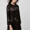 French Connection Fenya Lace Mix Shift Dress, Black