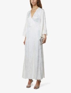 Galvan London Havana Wrap-front Silk-blend Maxi Dress, White