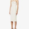 Galvan Venus Halterneck Stretch-knit Midi Dress, Ivory
