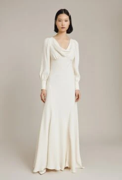 Ghost Anika Sleeve Cowl Neck Wedding Dress, Cloud Dancer/Ivory