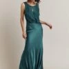 Ghost Beau Satin Maxi Dress, Emerald Green