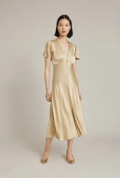 Ghost Grace Bridesmaid Midi Dress, Champagne