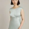 Ghost Salma/Olivia Satin Cowl Back Maxi Dress, Dusty Green