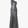 Gina Bacconi Beezus Embellished Floral Maxi Dress, Navy/Silver
