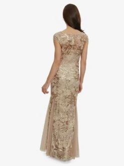 Gina Bacconi Ciara Embroidered Dress With Shawl, Rose Gold -EleganceWear Store gina bacconi ciara embroidered dress with shawl rose gold1