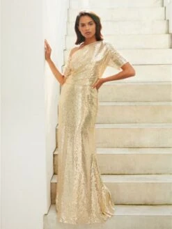 Gina Bacconi Erin Sequin Maxi Dress, Gold