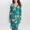 Gina Bacconi Harper Wrap Dress With Gold Trim, Green/Multi
