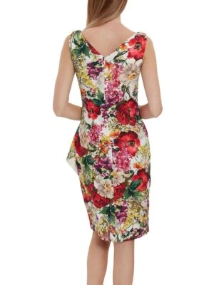 Gina Bacconi Karesa Scuba Crepe Floral Wrap Dress, Multi 2 Gina Bacconi Karesa Scuba Crepe Floral Wrap Dress, Multi - Image 2