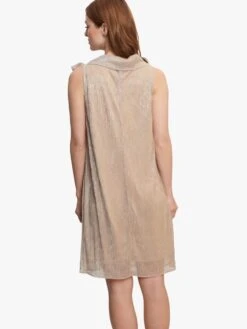 Gina Bacconi Kesley Metalic Shift Dress With Neck Tie, Gold -EleganceWear Store gina bacconi kesley metalic shift dress with neck tie gold1