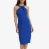 Gina Bacconi Suzanna Crepe Dress With Embellished Neckline, Royal Blue