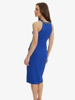 Gina Bacconi Suzanna Crepe Dress With Embellished Neckline, Royal Blue 4 Gina Bacconi Suzanna Crepe Dress With Embellished Neckline, Royal Blue -EleganceWear Store gina bacconi suzanna crepe dress with embellished neckline royal blue1