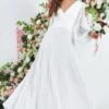 Goddiva Balloon Sleeve V Neck Maxi Wedding Dress, White