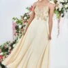 Goddiva Scallop Lace Chiffon Maxi Dress, Ivory