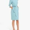 Helen McAlinden Obi Caroline Tie Waist Pencil Dress, Duck Egg Blue