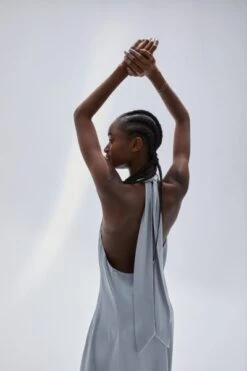 H&M H&M Satin Halter Neck Bridesmaid Maxi Dress, Light Grey -EleganceWear Store hm satin halter neck bridesmaid maxi dress light grey3 e1644766248467