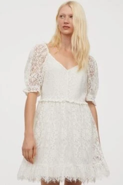 H&M H&M Short Lace Dress, Cream