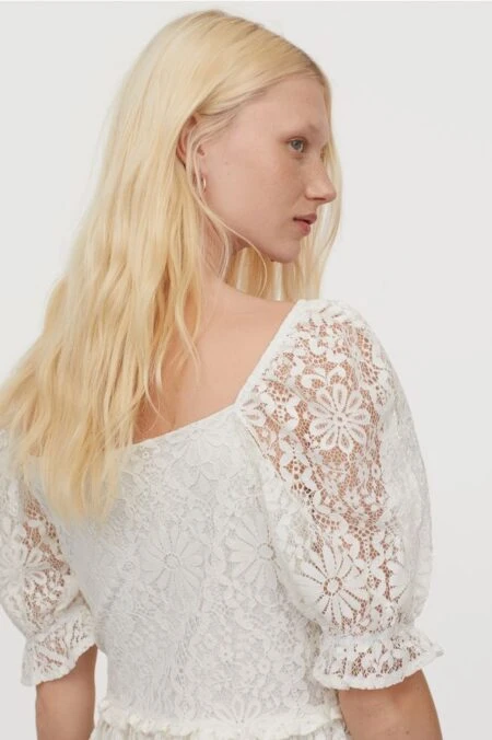 H&M H&M Short Lace Dress, Cream 2 H&M H&M Short Lace Dress, Cream - Image 2