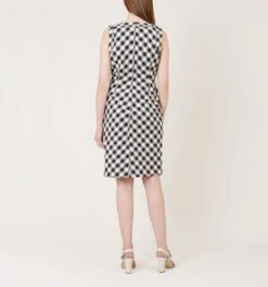 Hobbs Amalfi Gingham Dress, White/Black -EleganceWear Store hobbs Amalfi gingham Dress white black2