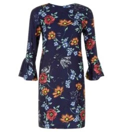 Hobbs Flora Dress Sleeve Dress, Navy/Multi