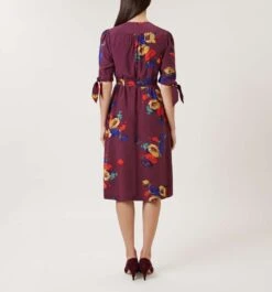 Hobbs Florence Floral Dress, Purple/Multi -EleganceWear Store hobbs Florence floral Dress purple multi2