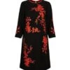 Hobbs Sunny Floral Print Sleeve Dress, Red/Black
