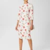 Hobbs Aleena Floral Shift Dress, Cream/Red/Multi