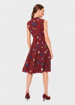 Hobbs Amina Floral Twist Neck Dress, Merlot/Red/Multi -EleganceWear Store hobbs amina floral twist neck dress merlot red multiq1 e1598349253373