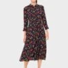 Hobbs Annette Floral Midi Dress, Midnight Blue/Multi