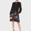 Hobbs Aura Floral Printed Sleeve Dress, Black/Multi