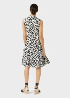 Hobbs Belinda Floral Fit And Flare Dress, Black/White -EleganceWear Store hobbs belinda floral fit and flare dress black white1 e1619786218760