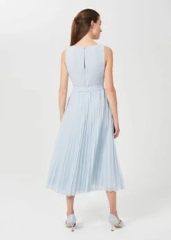 Hobbs Blythe Fit And Flare Midi Dress, Light Blue -EleganceWear Store hobbs blythe fit and flare midi dress light blue1 e1609778098355