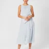 Hobbs Blythe Pleated Fit And Flare Dress, Celeste Light Blue