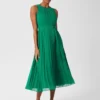 Hobbs Blythe Pleated Fit And Flare Dress, Green