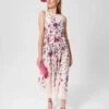 Hobbs Carly Floral Midi Dress, Blush Pink/Multi