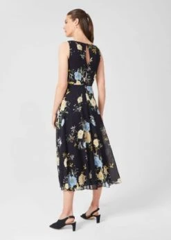 Hobbs Carly Floral Midi Dress, Navy Blue/Yellow 3 Hobbs Carly Floral Midi Dress, Navy Blue/Yellow -EleganceWear Store hobbs carly floral midi dress navy blue yellow1 e1626365476269