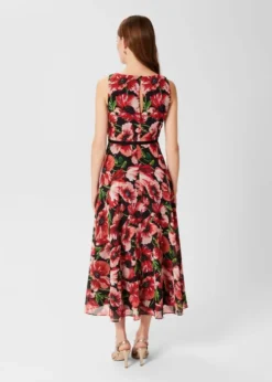 Hobbs Carly Floral Midi Dress, Red/Multi -EleganceWear Store hobbs carly floral midi dress red multi1 e1653597000999