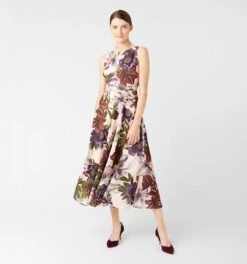 Hobbs Carly Floral Print Dress, White/Multi