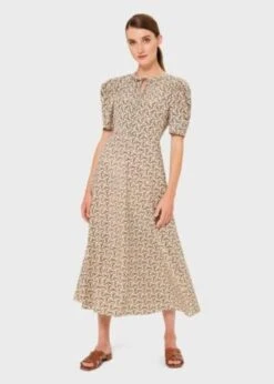 Hobbs Charlie Print A-Line Dress, Ivory/Multi