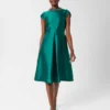 Hobbs Christie Silk Blend Dress, Jewel Green