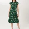Hobbs Cici Jersey Printed Dress, Green/Yellow