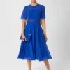 Hobbs Credissa Fit And Flare Dress, Lapis Blue
