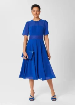 Hobbs Credissa Fit And Flare Dress, Lapis Blue