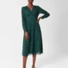 Hobbs Danica Fit And Flare Dress, Green