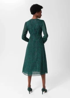 Hobbs Danica Fit And Flare Dress, Green -EleganceWear Store hobbs danica fit and flare dress green1