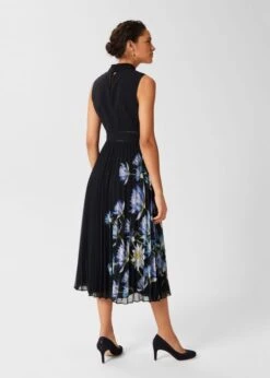 Hobbs Daniela Floral Pleated Dress, Navy/Multi -EleganceWear Store hobbs daniela floral pleated dress navy multi2 e1645264668768