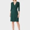 Hobbs Delilah Jersey Wrap Dress, Navy/Green